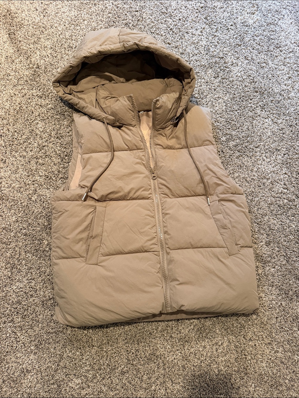 Women’s Quilted Hooded Puffer Vest - Tan